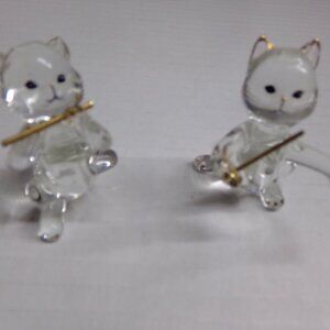 Cats Musical Glass Figurines
